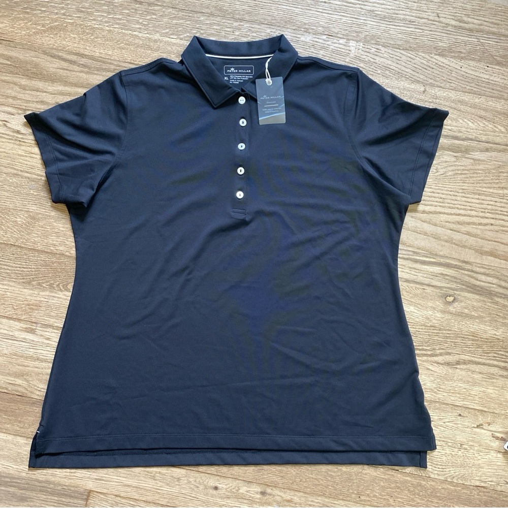 NWT Peter Millar Women Polo Shirt Black Branded - size XL
